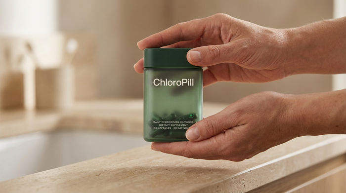 ChloroPill held as part of a daily routine